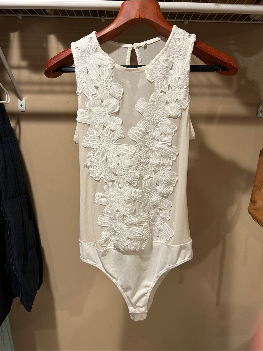 Ivory Floral Lace Bodysuit